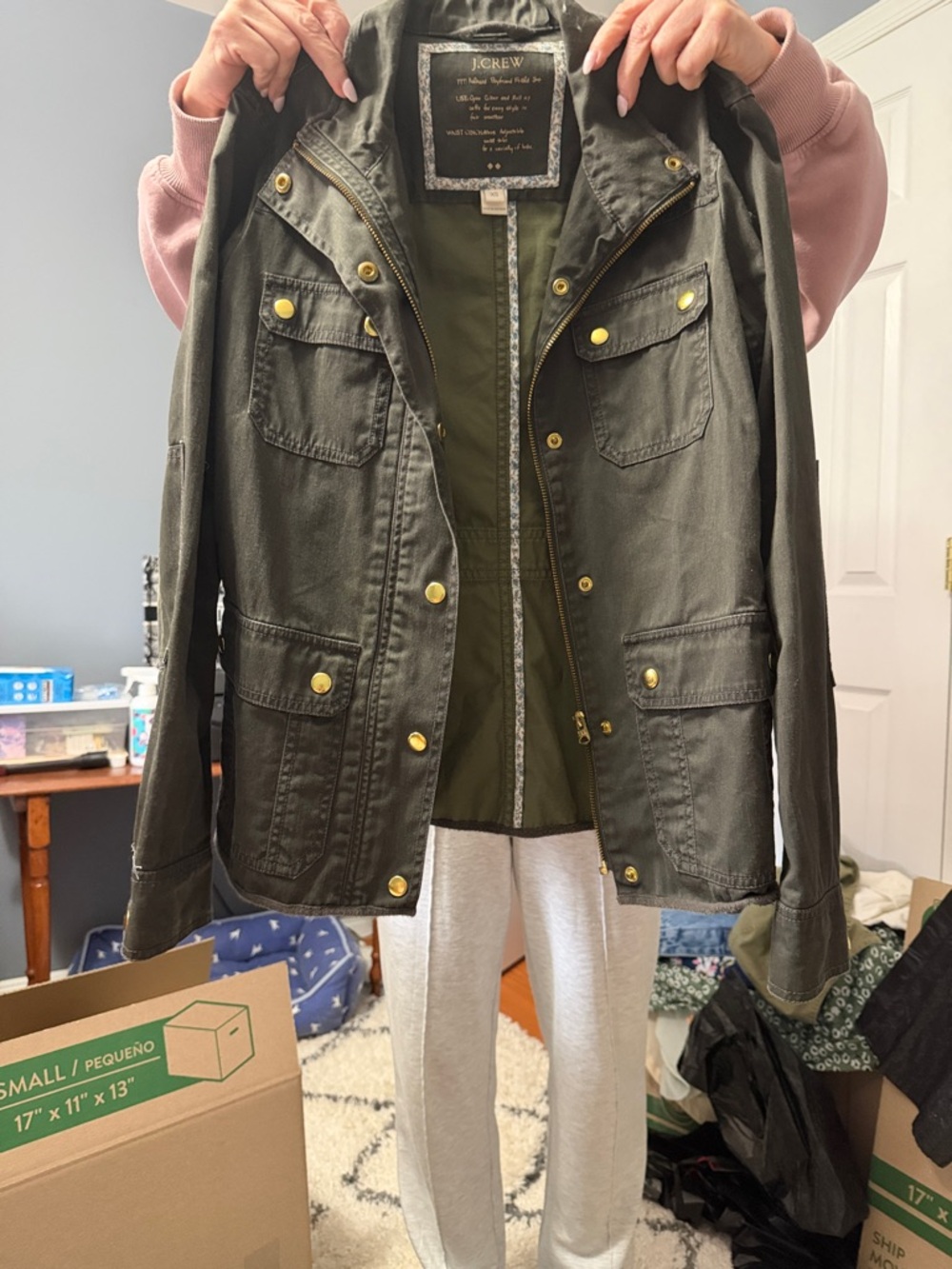 J. Crew Olive Utility Jacket with Gold Hardware